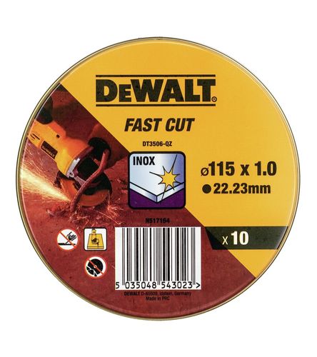 10 discos corte amoladora Fast Cut 115x1x22,23mm DeWalt