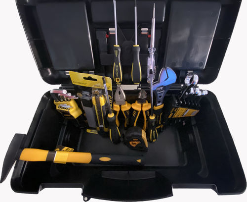 Caja de herramientas con bandeja 40 cm con 36 herramientas.